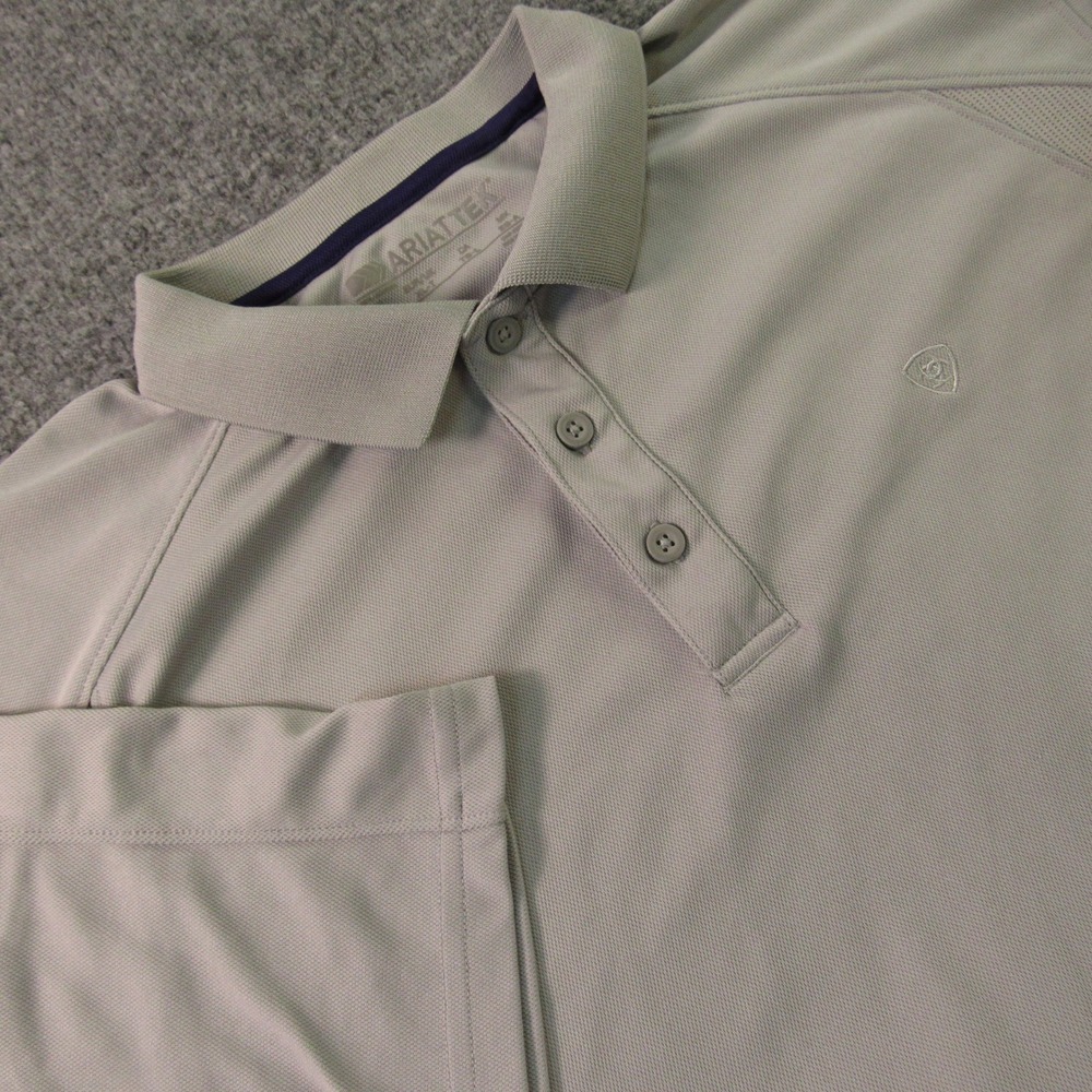 Ariat Polo Shirt Men XLT Tall Grey AC SS Short Sleeve Performance Shirt 10051340